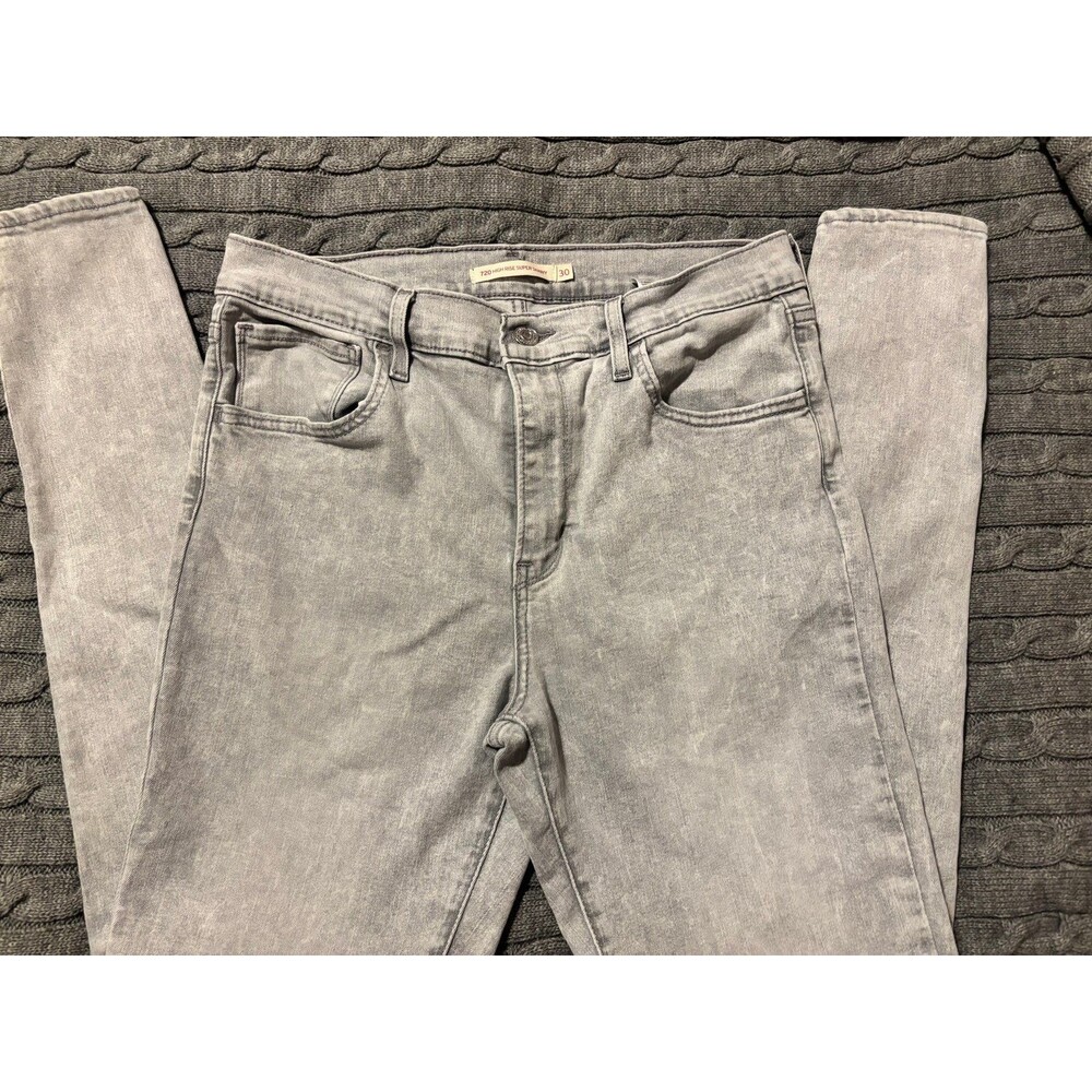 Levi's 720 High Rise Super Skinny Jeans - Gray Acid Wash (Size 30)
